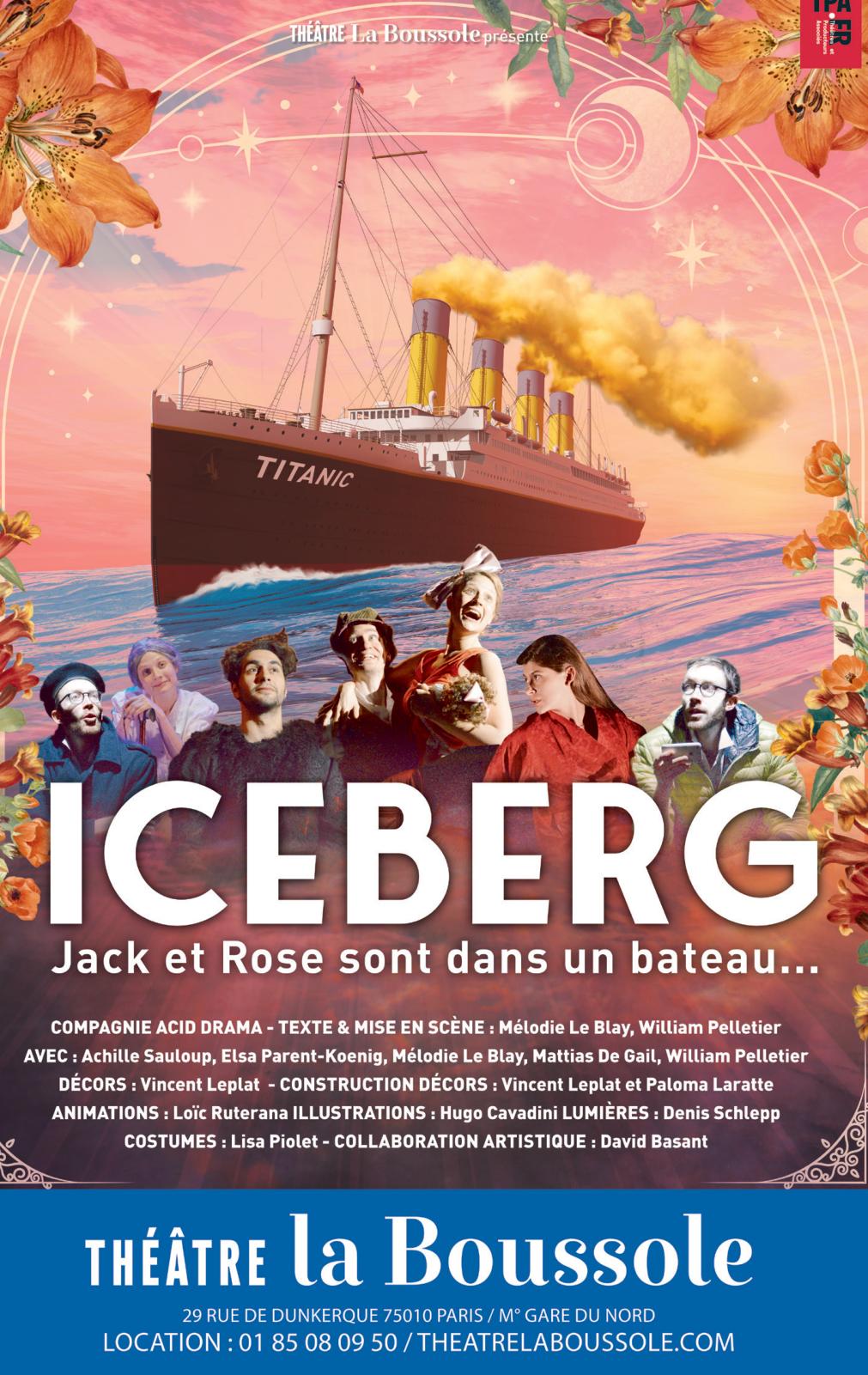 affiche parodique d’un Titanic avec la troupe de théâtre au premier plan